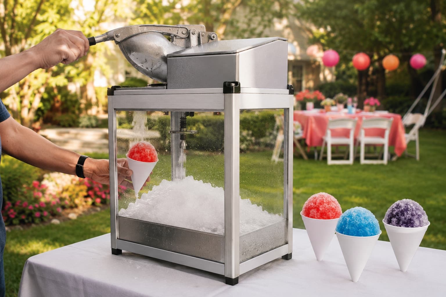 A colorful snow cone